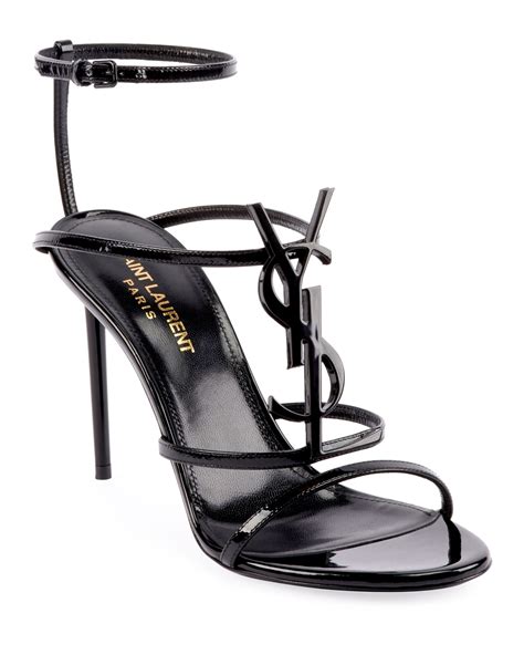 cassandra ysl monogram patent sandals|SAINT LAURENT Cassandra logo.